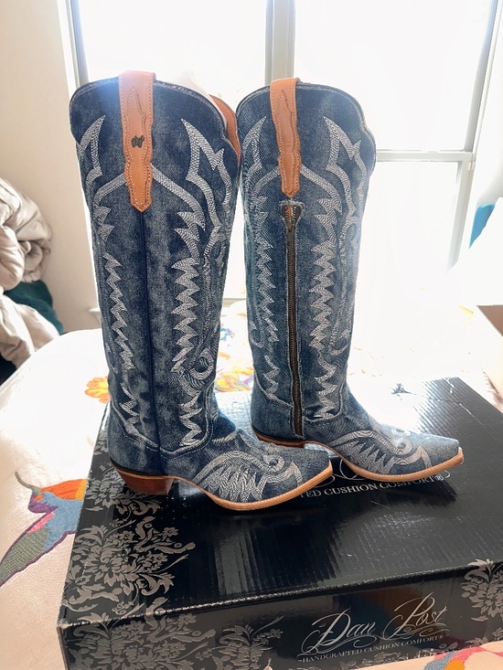 Dan Post Shoes - Dan Post Women's Denim Darlin' Tall Western Boot Snip Toe